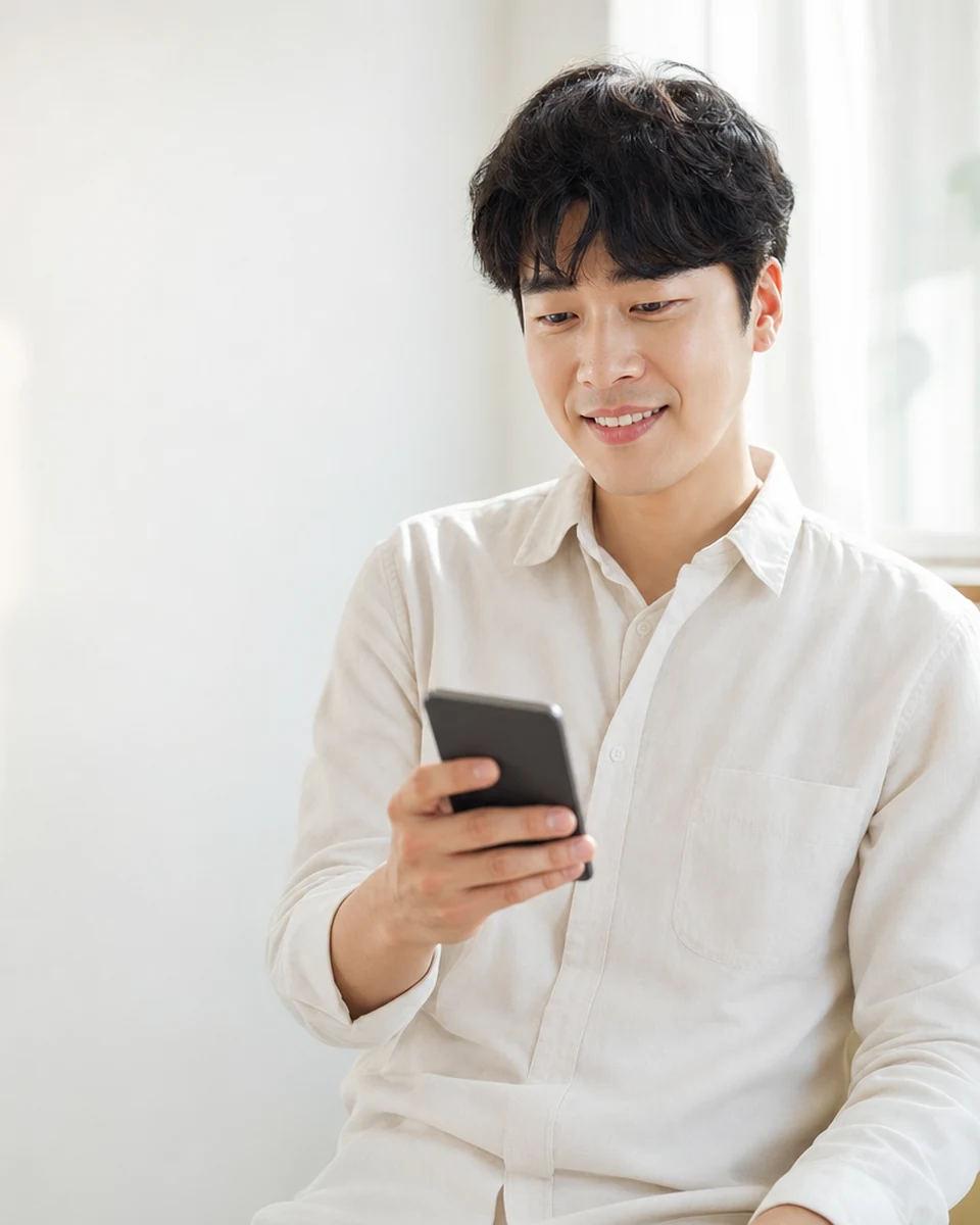KT컨텐츠이용료현금화 상담 뒤 통장 입금을 확인하는 모습